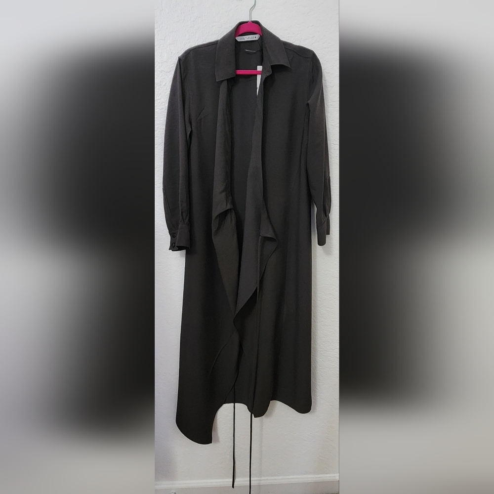 Zara Women's NWT Long Dark Shirt Dress. Size S - Picture 6 of 16
